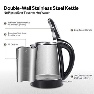 Cosori Electric Kettle(BPA Free), 1.8 Qt Double Wall 304 Stainless Steel Water Boiler